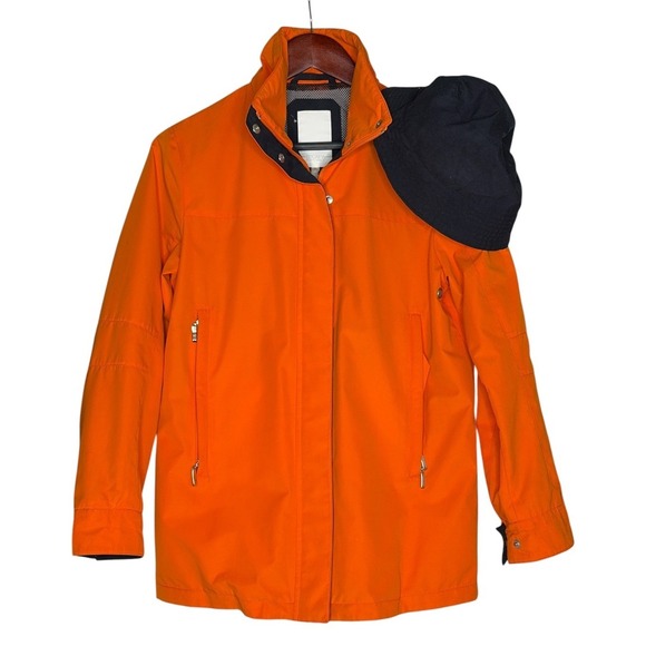Escada Sport Jackets & Blazers - Escada Sport Womens‎ Orange All Weather Rain Jacket w/ Navy Bucket Hat Set Small